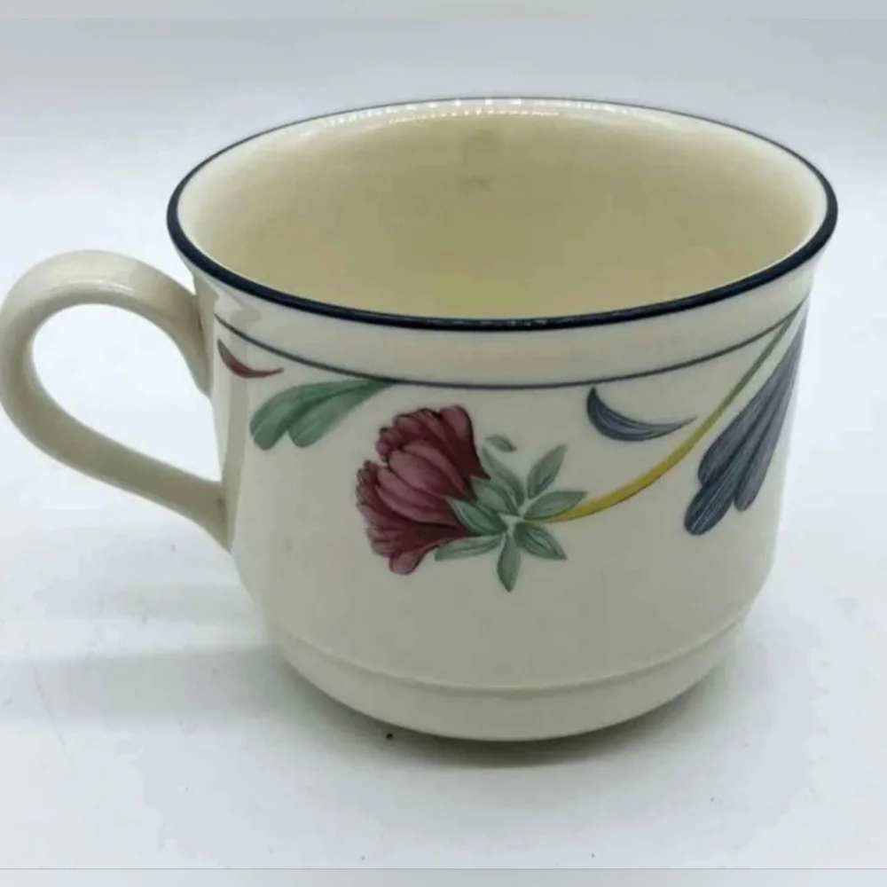 Lenox Bone Chinastone Poppies On Blue Coffee Tea Mug Set Of 12